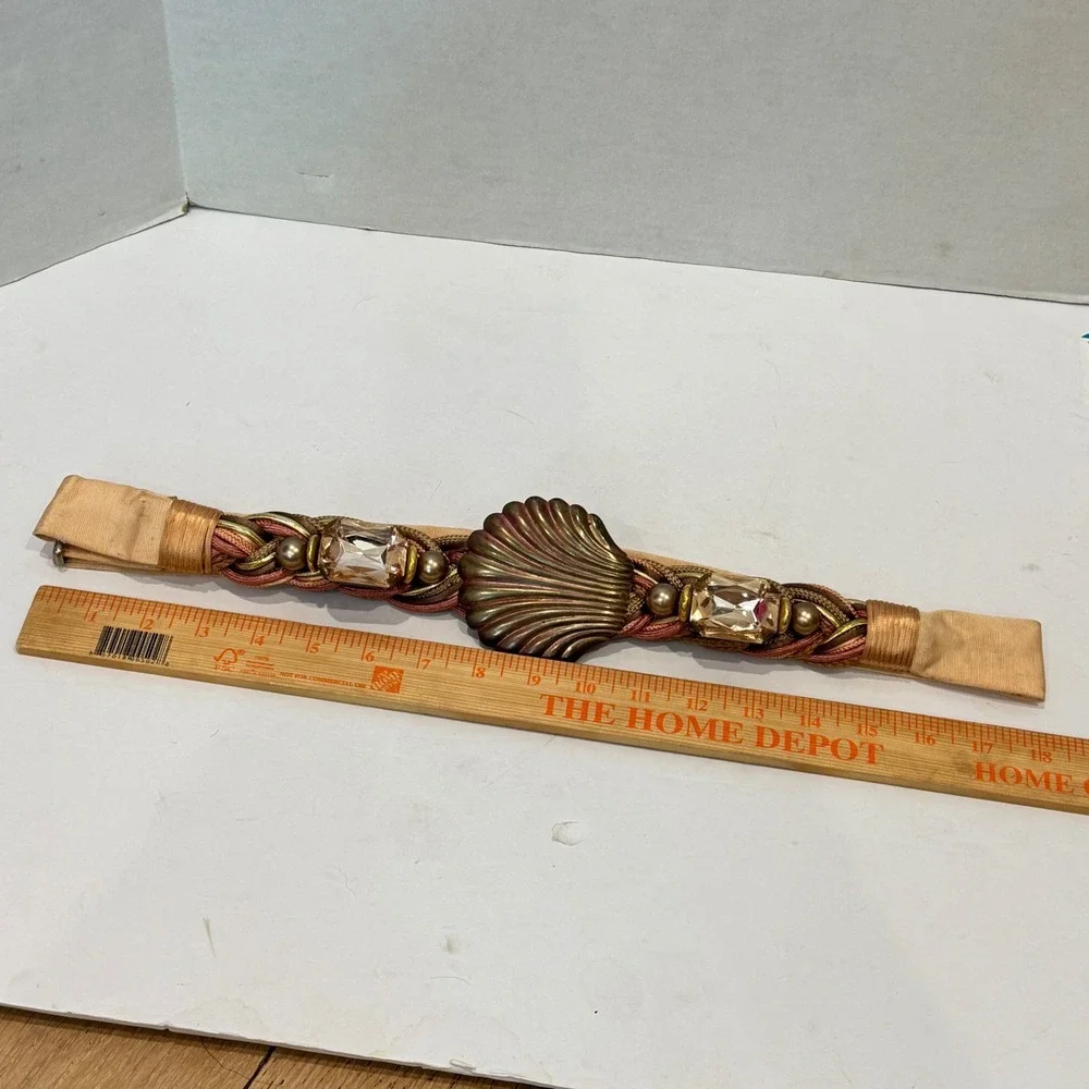 Carolyn Tanner Designs Braided Shell Belt Womens OS Gold Fair Vintage Stained - Picture 9 of 10
